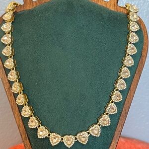 Brilliant & Sparkling Gold Heart AAA CZ Necklace Perfect for Valentine’s Day 17”